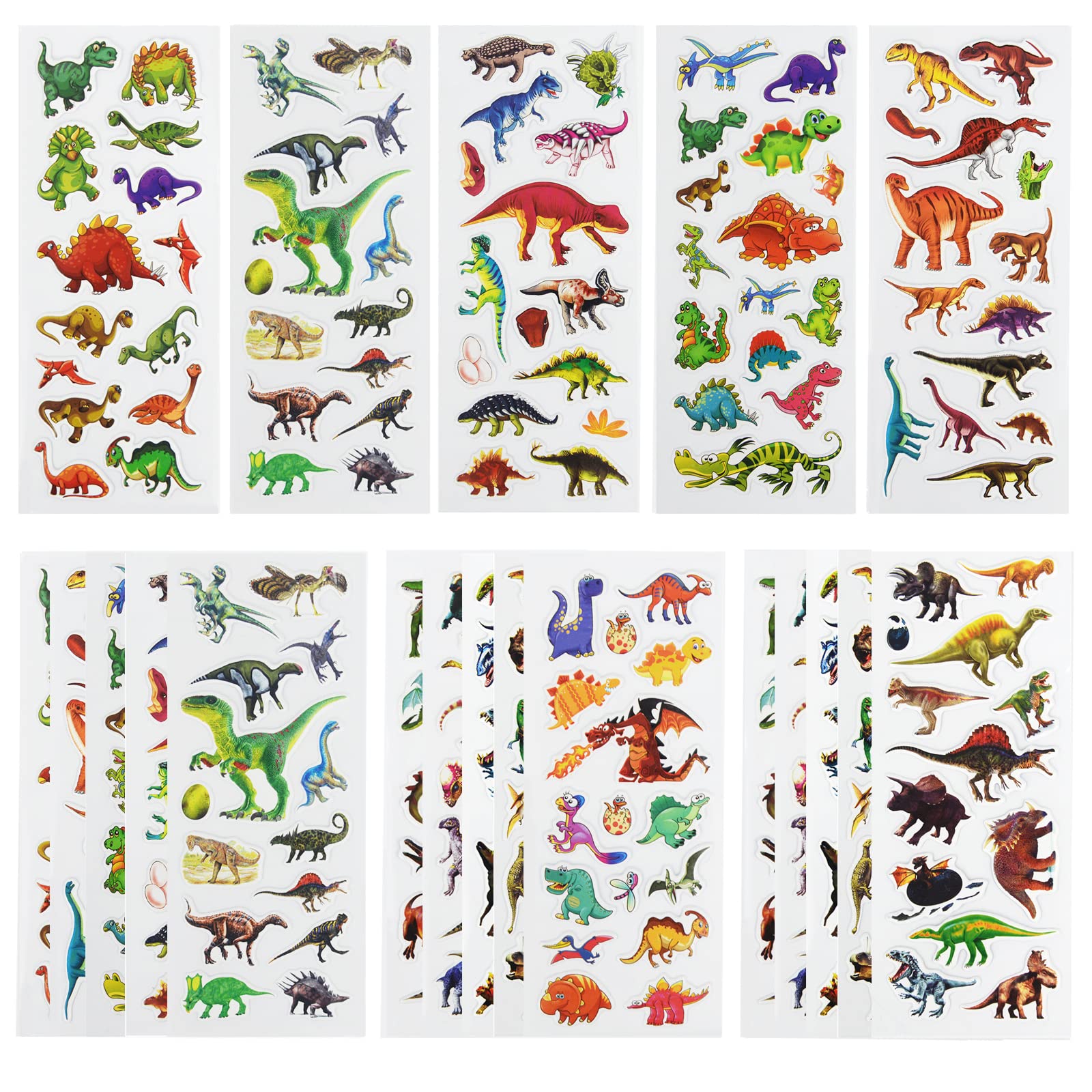 DaiUni 3D Dinosaur Puffy Stickers sheet close-up for crafts and rewards.