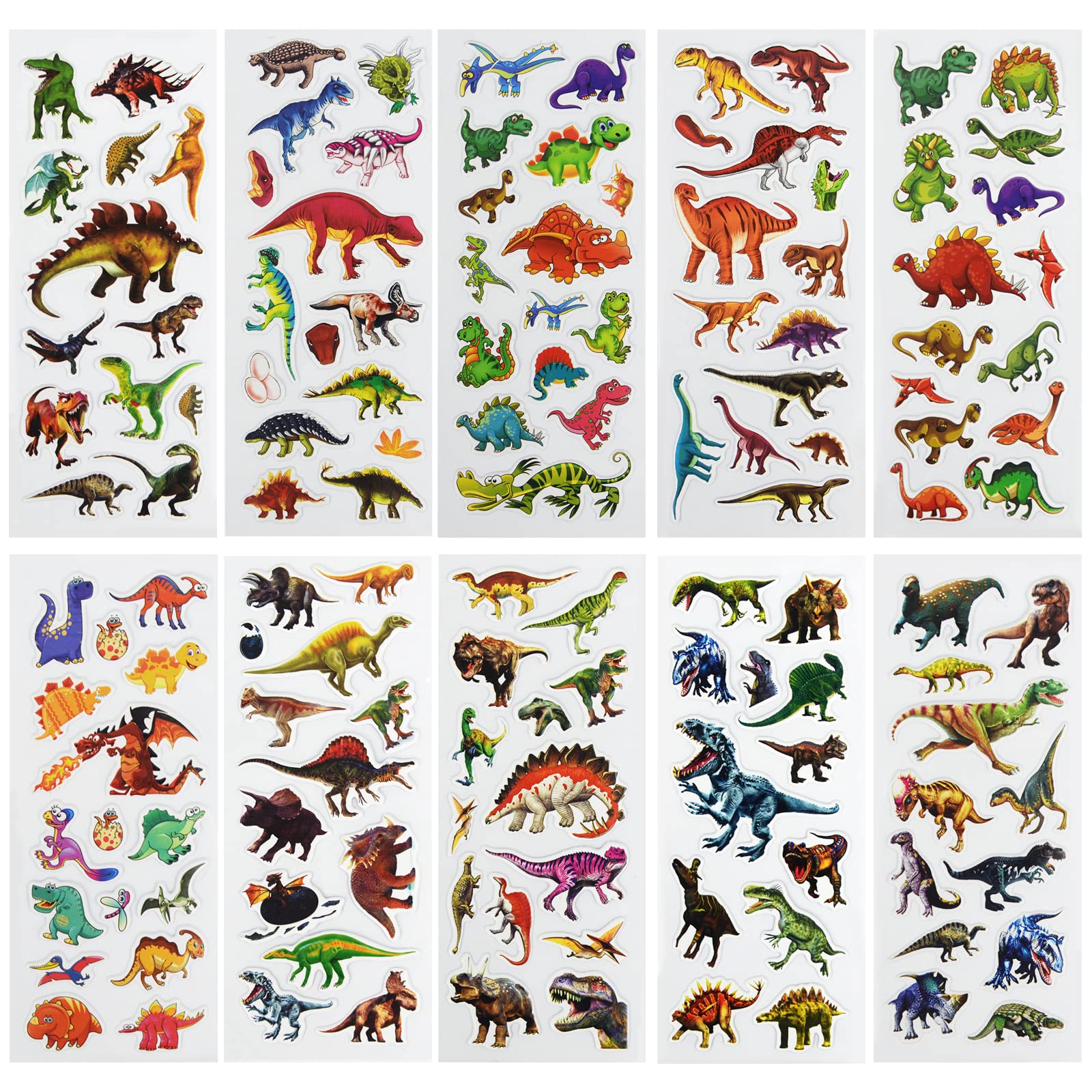 DaiUni 3D Dinosaur Puffy Stickers sheet design showcase for classroom activities.