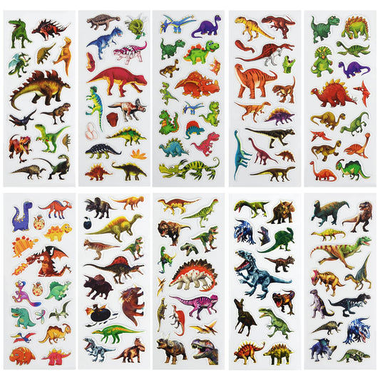 DaiUni 3D Dinosaur Puffy Stickers sheet design showcase for classroom activities.