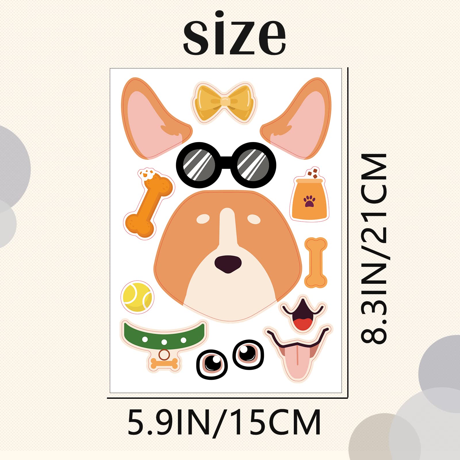 DaiUni dog make-a-face sticker sheet with expressive eyes and mouths to spark creativity in children.