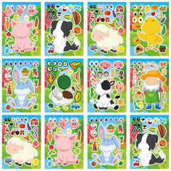 DaiUni farm animals stickers sheet 1 bright animal faces for kids' notebooks