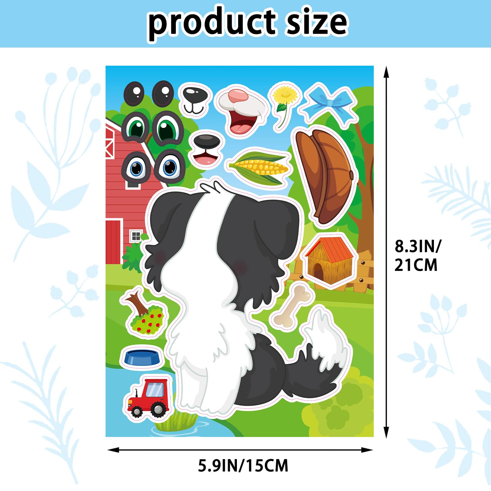 DaiUni farm animals stickers sheet 3 large sheets for easy decorating