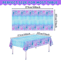 DaiUni mermaid tablecloth displays a festive mermaid design for kids party decor.
