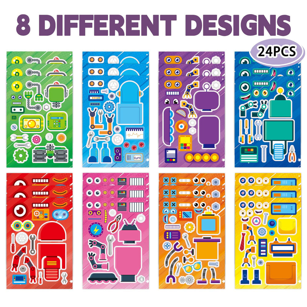 DaiUni robot stickers showing eyes and mouths for playful faces