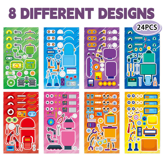 DaiUni robot stickers showing eyes and mouths for playful faces