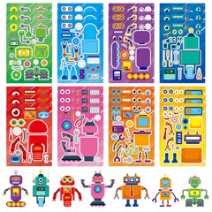 DaiUni robot face sticker sheet front view for kids crafts