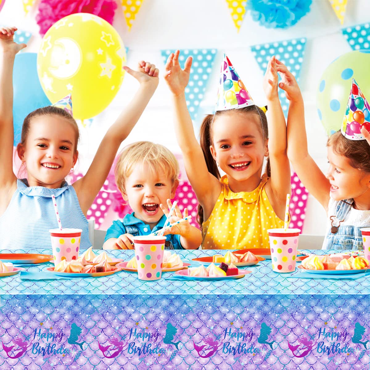 DaiUni mermaid tablecloth indoors or outdoors suits baby showers and celebrations.