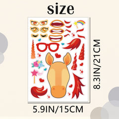DaiUni unicorns face stickers closeup design 2, includes eyes and mouths