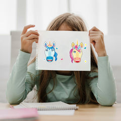 DaiUni unicorns face stickers kid using sheets for facial feature practice