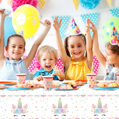 DaiUni unicorns tablecloth design ideal for baby showers and girls' birthdays.