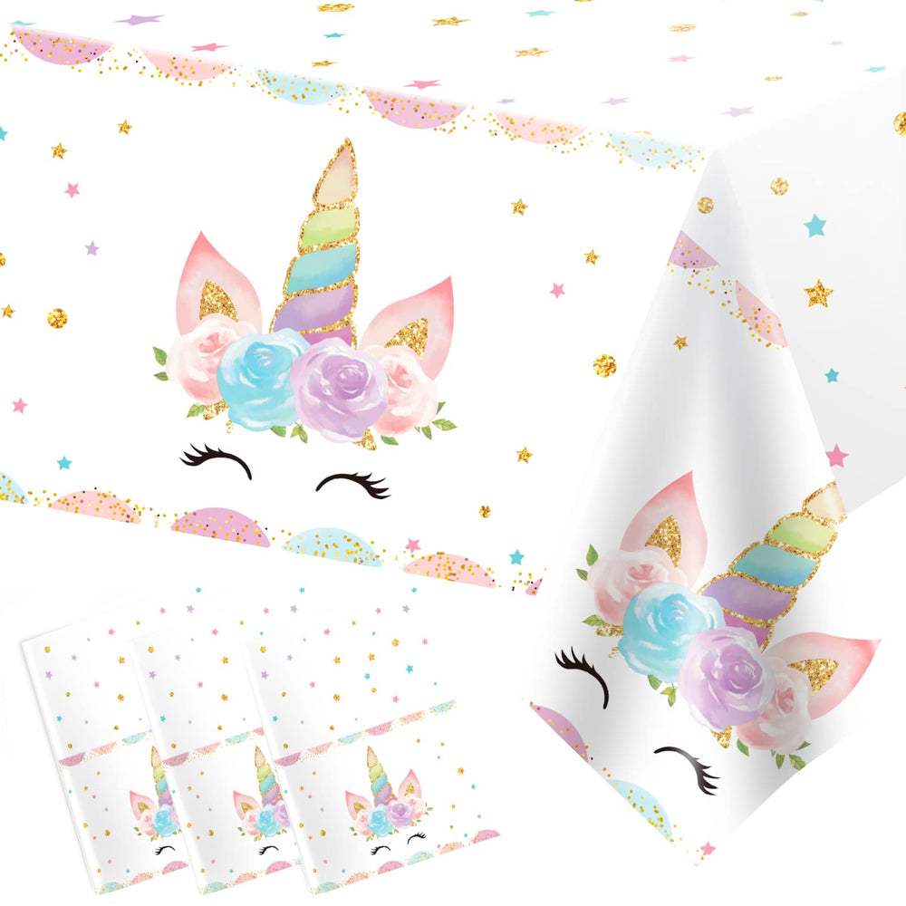 DaiUni unicorns tablecloth with colorful design for festive decorating