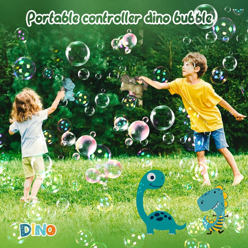 Dali Energy Cat dinosaur bubble machine displayed in a party-ready setup.