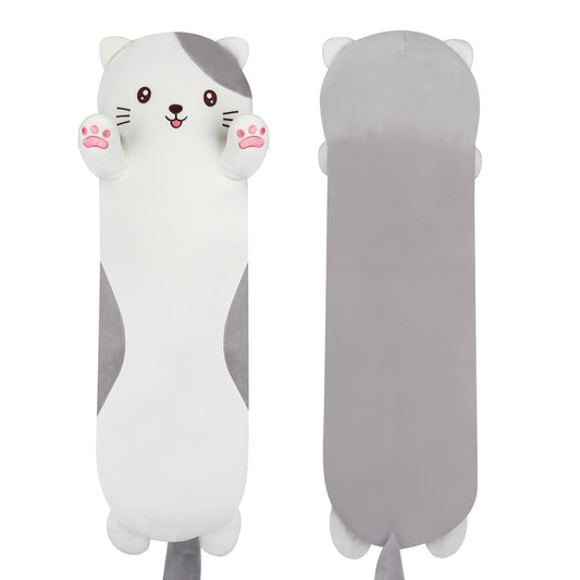 Dalmao 44-inch giant cat pillow, an oversized cuddle companion for kids and adults.