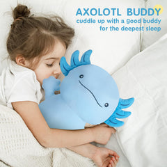 Dalmao blue axolotl plush material close-up, highlighting soft polyester fabric and durable stitching.
