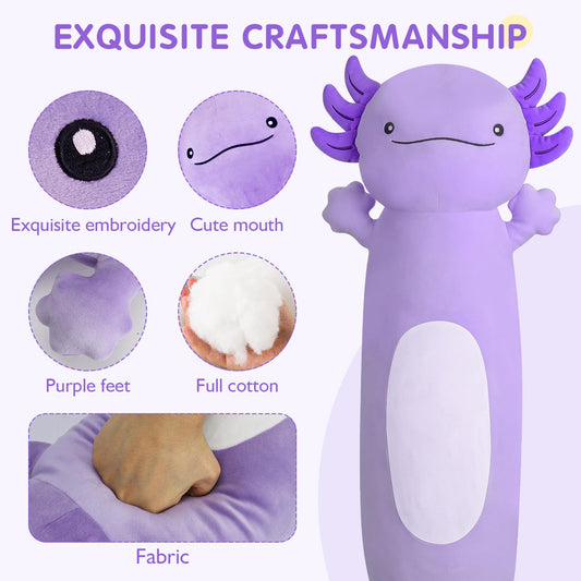 Dalmao giant axolotl plush 36in as a huggable bedtime companion.