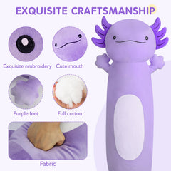Dalmao giant axolotl plush 36in as a huggable bedtime companion.