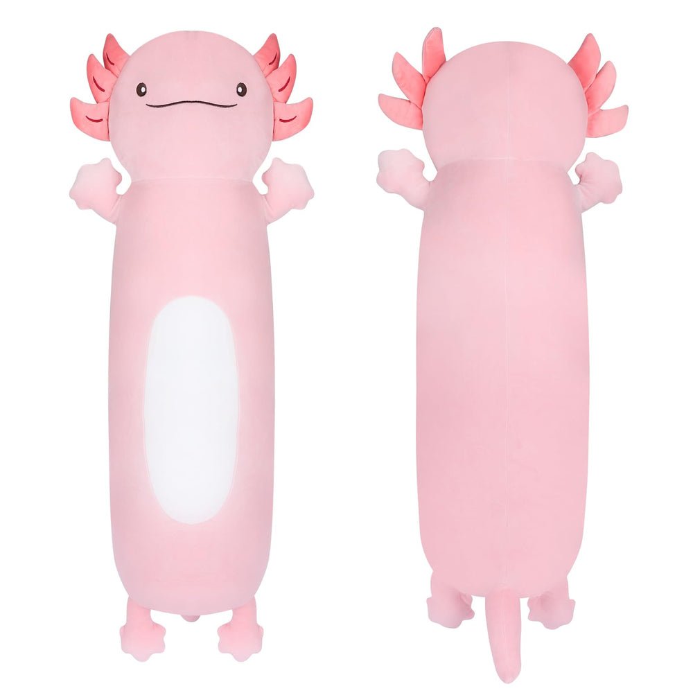 Dalmao giant pink axolotl pillow 36in, soft and cozy for lounging.