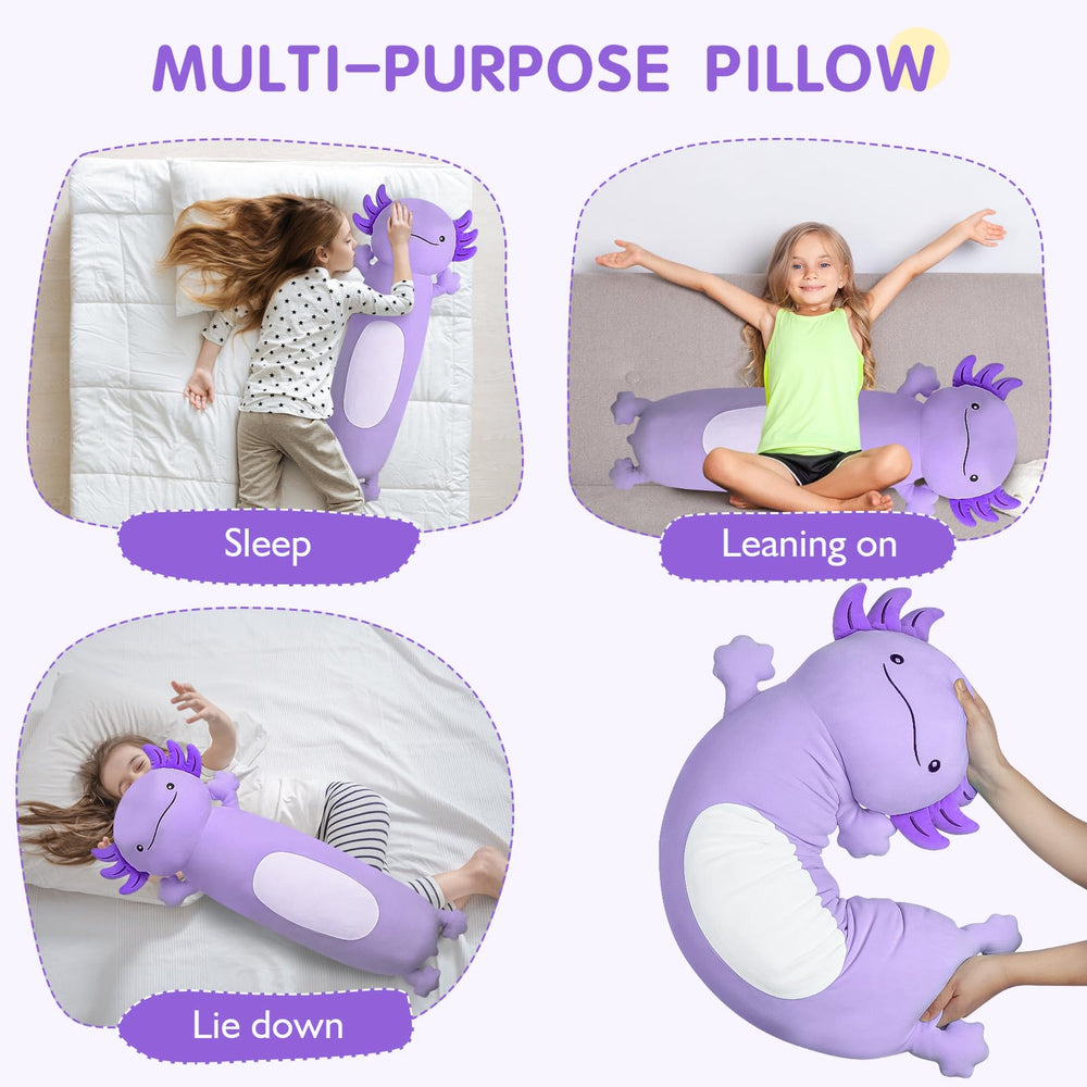 Dalmao kid-friendly axolotl pillow 36in safe for children.