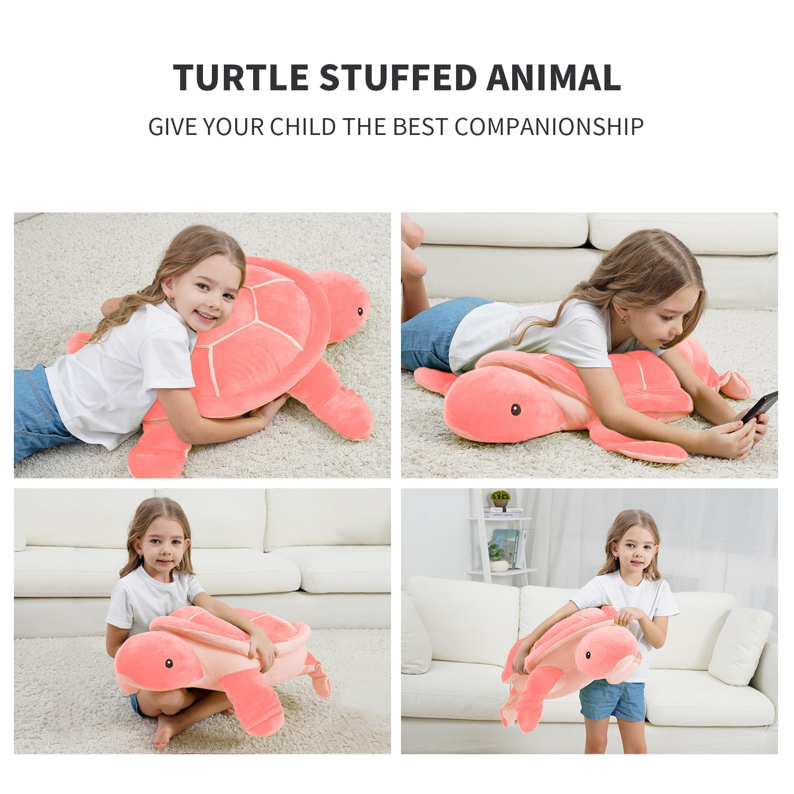 Dalmao pink sea turtle plush snuggle-ready pose invites cuddles.