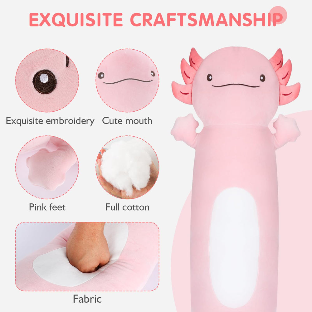 Dalmao plush axolotl toy for kids, a cute companion during storytime.