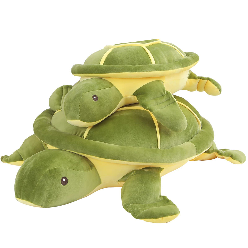 Dalmao sea turtle plush with soft polyester fabric for gentle hugs.