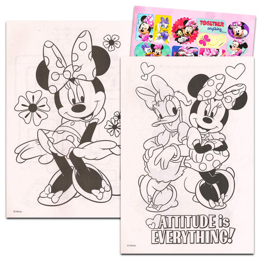 Dalmatian Press Minnie coloring pages showing games and mazes for focused play