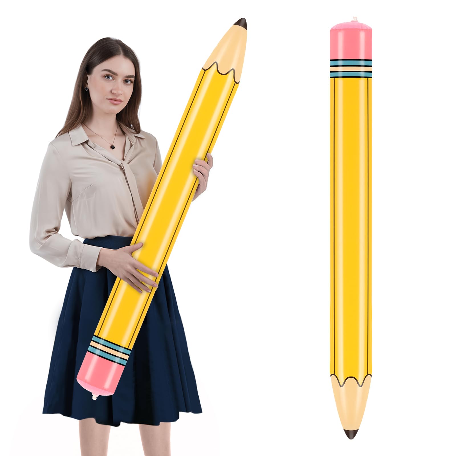 Dalycro 43-inch inflatable pencil, front view, eye-catching party centerpiece.