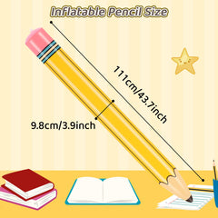 Dalycro giant inflatable pencil, side view, bright yellow for vibrant decor.