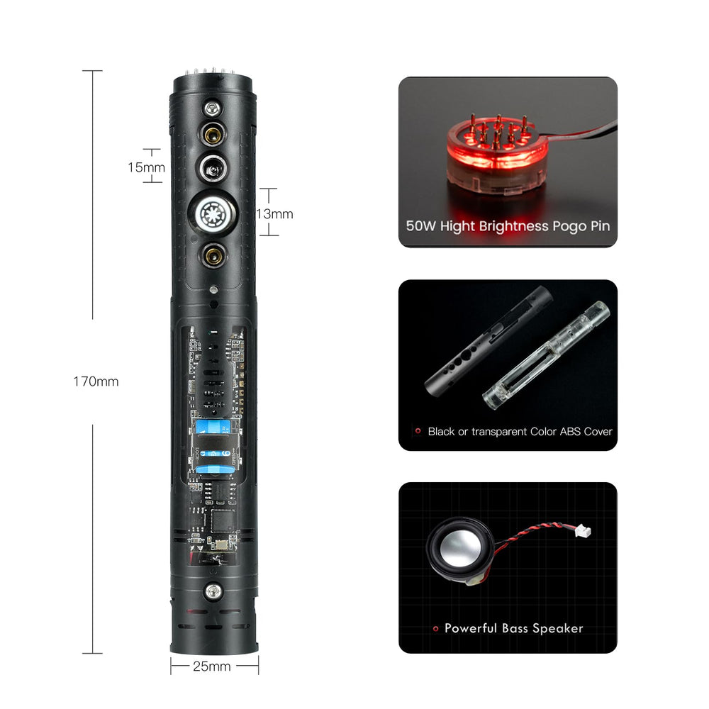 DAMIENSABER ABS shell in black or transparent for a custom look.