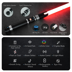 DAMIENSABER metal aluminum hilt provides a sturdy grip for intense cosplay fights.