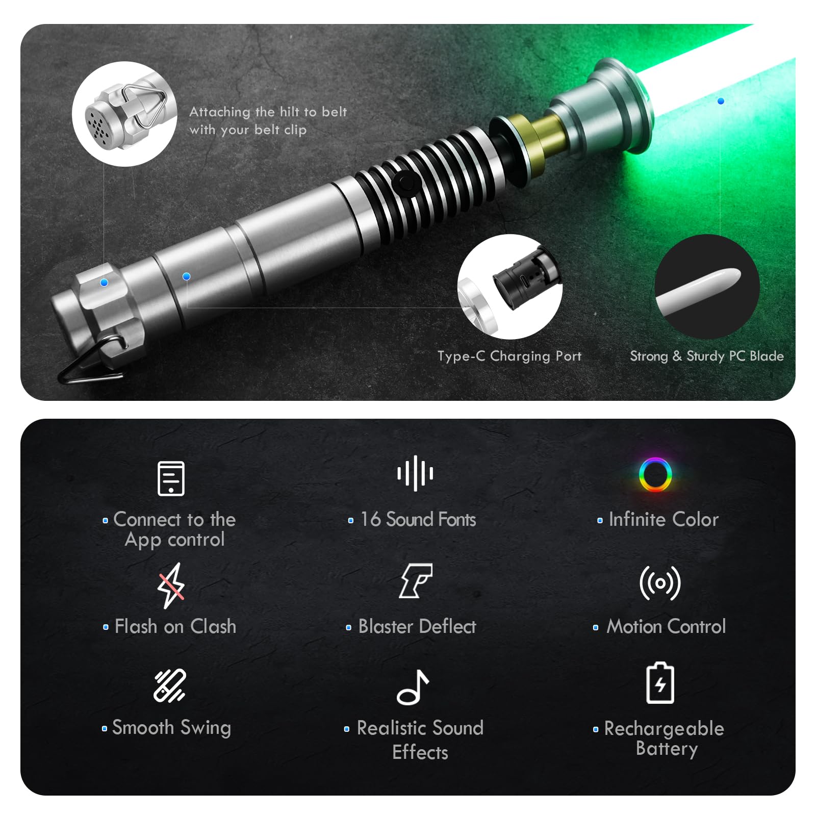 DAMIENSABER RGB V3 blade displays vivid colors for immersive visuals.