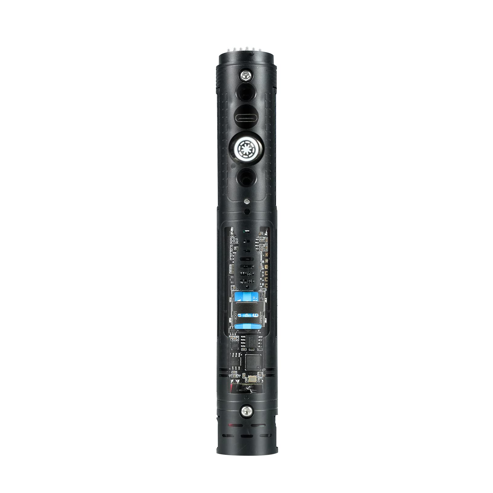 DAMIENSABER Xenopixel 3.0 inner core with secure battery shield for reliable power during duels.
