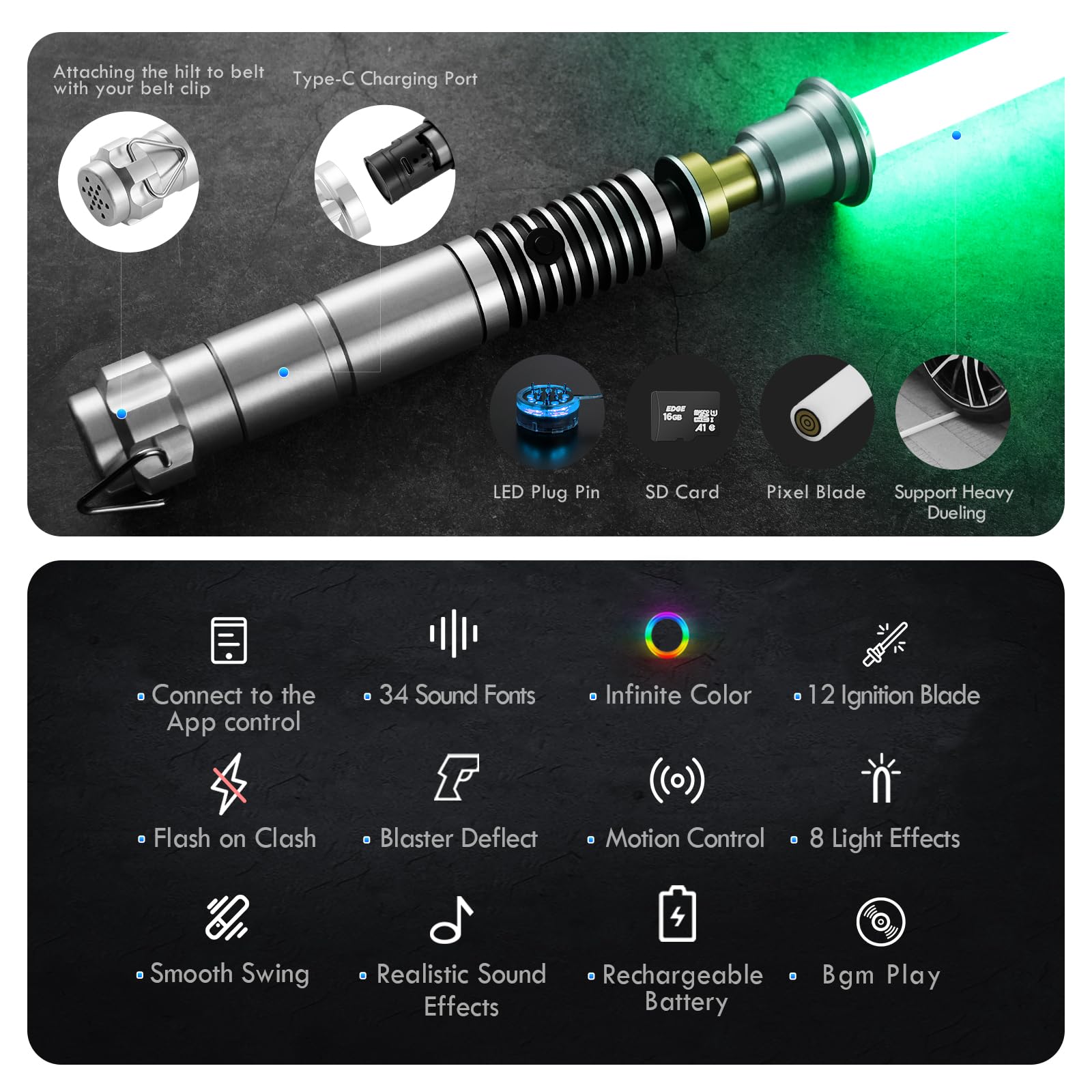 DAMIENSABER Xenopixel V3 pogo-core battery highlights long-lasting power