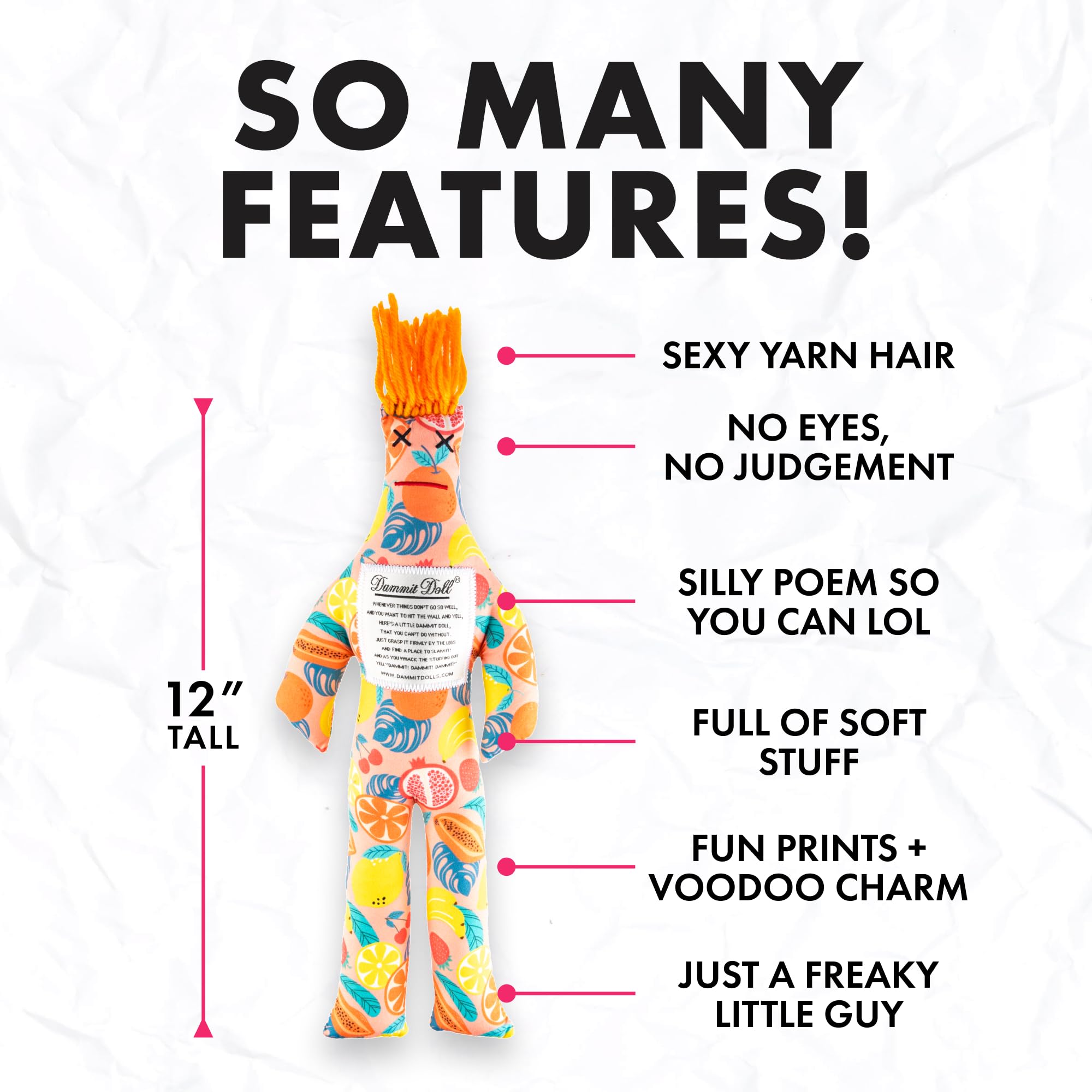 Dammit Doll two-count-pack communicates value and double the stress-relief options.