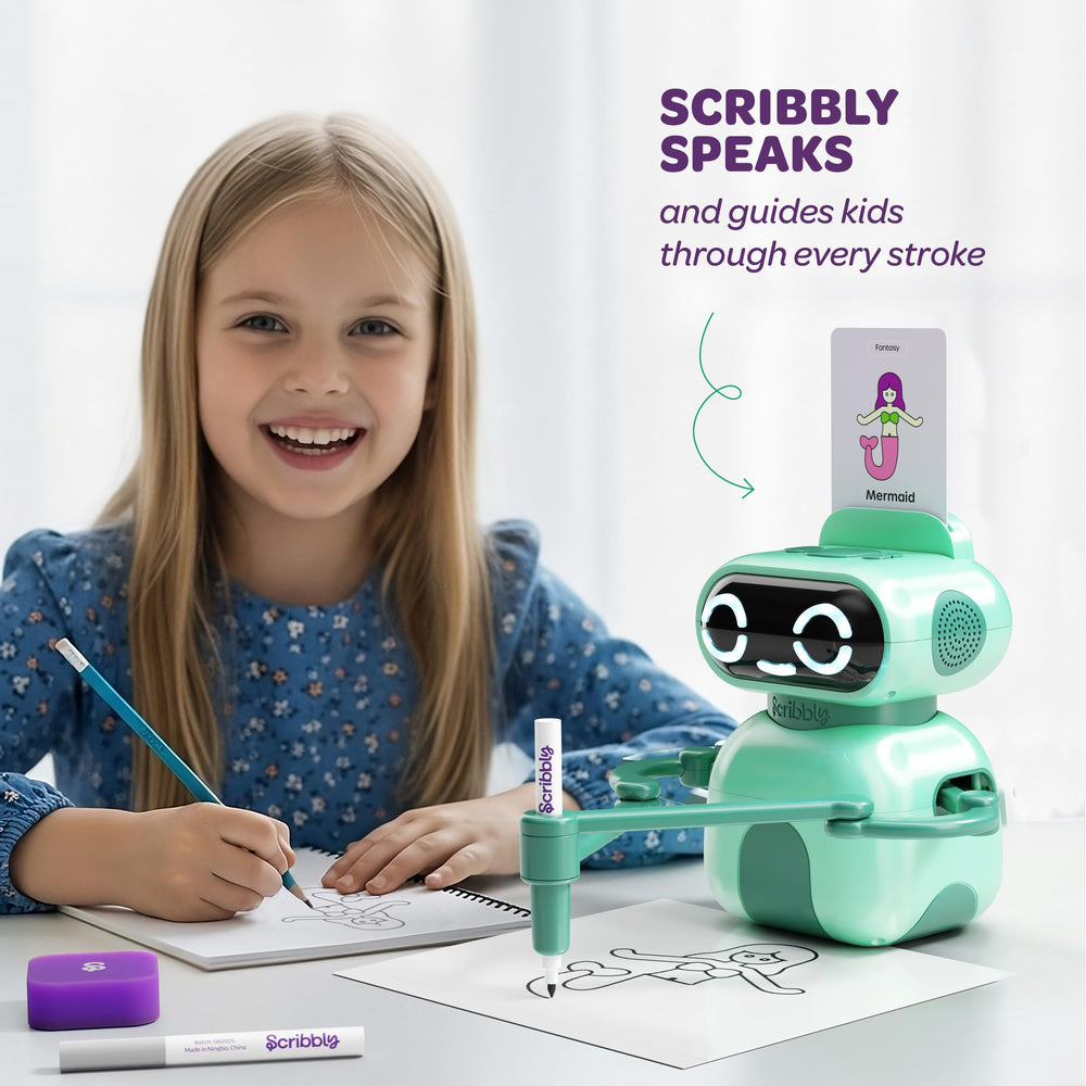 Fifty design cards spark imaginative drawing sessions with Scribbly.