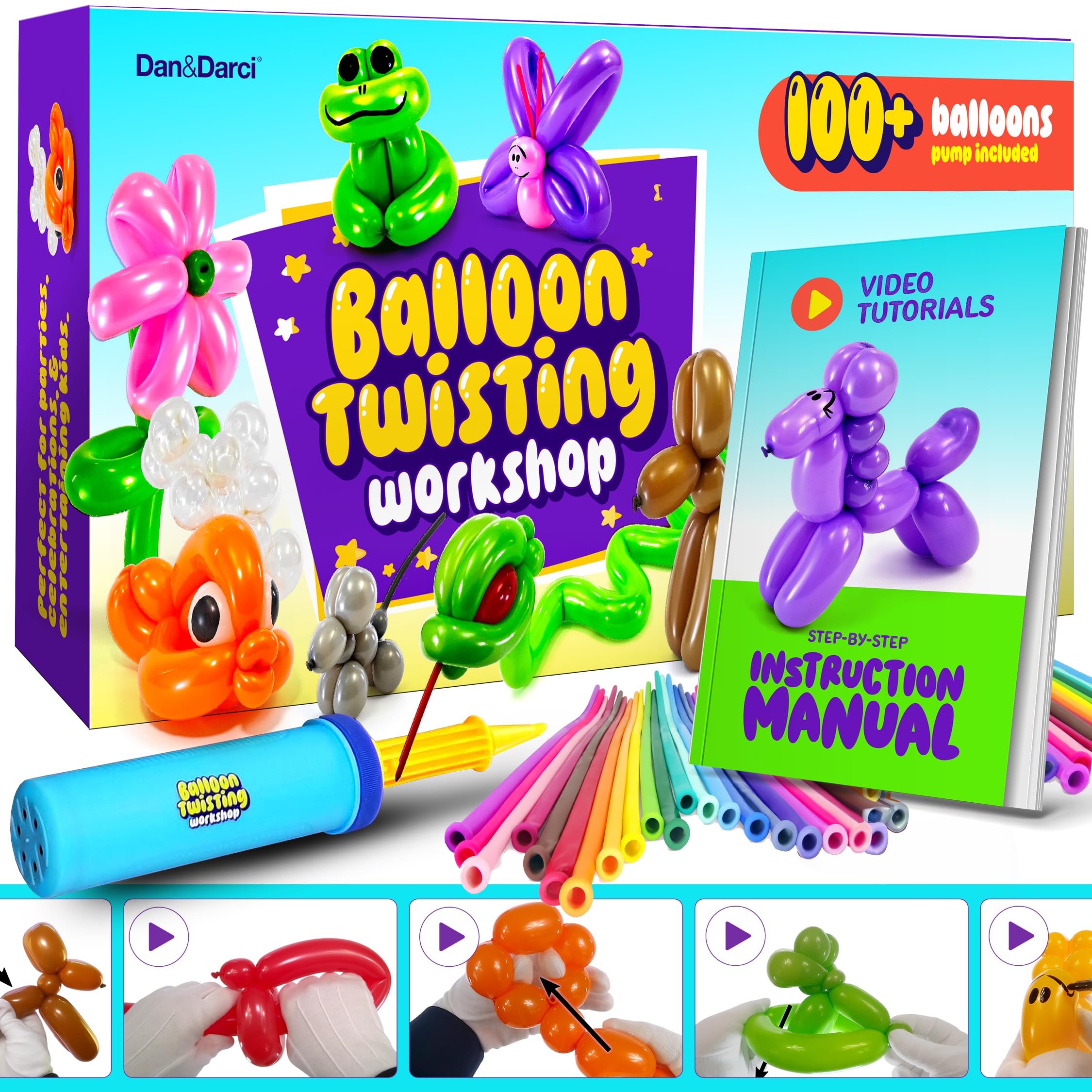 Dan&Darci balloon twisting kit box with everything needed for instant crafting fun