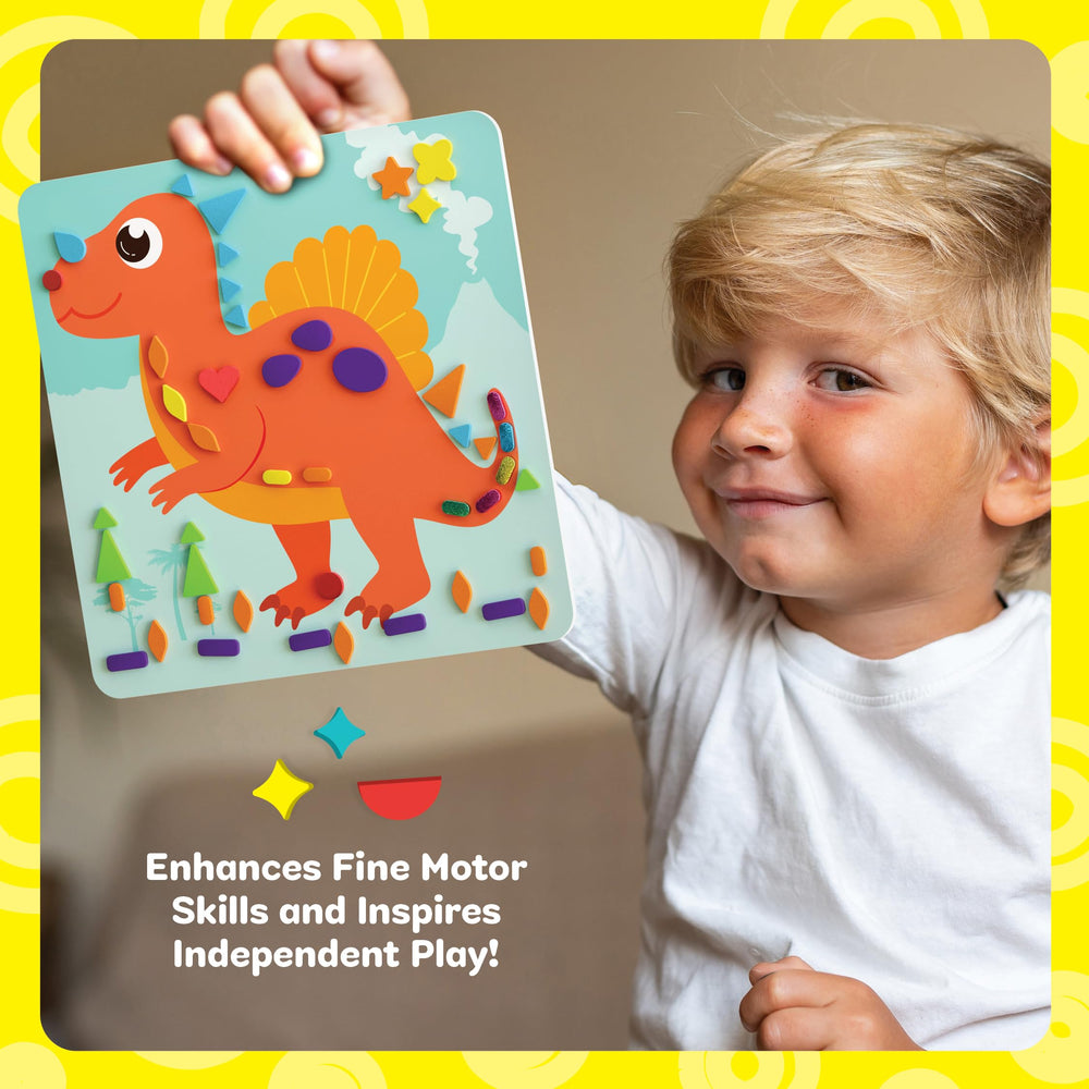 Dan&Darci child using stickers—focused, mess-free creativity.
