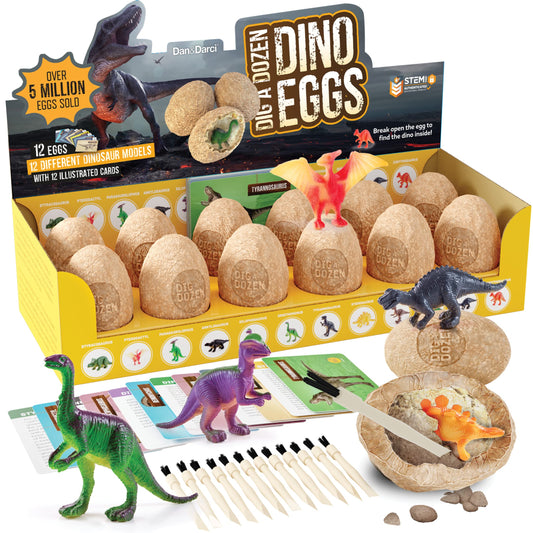 Dan&Darci Dig a Dozen Dino Eggs in display box for at-home exploration