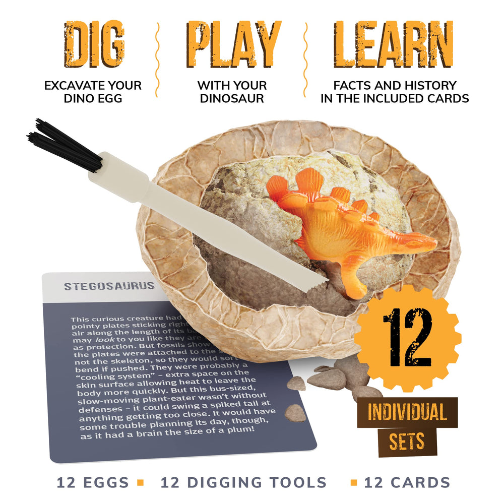 Dan&Darci Dino eggs with chisels and brushes for hands-on digging