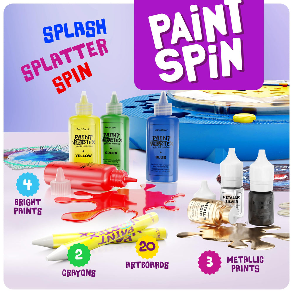 Dan&Darci easy-setup splatter-guard keeps craft time tidy while young artists spin.