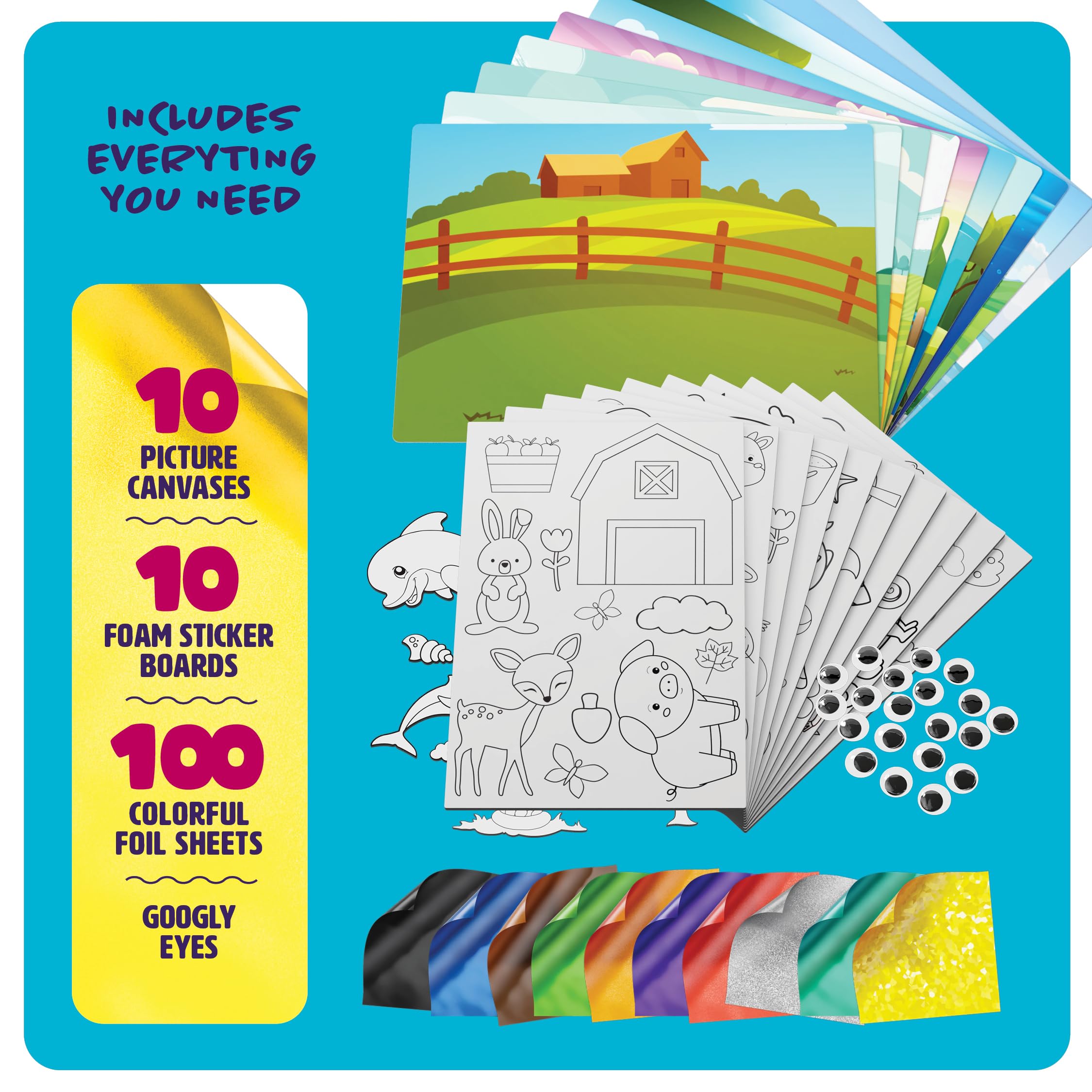 Dan&Darci foil art kit underwater scene with shiny foil for storytelling.