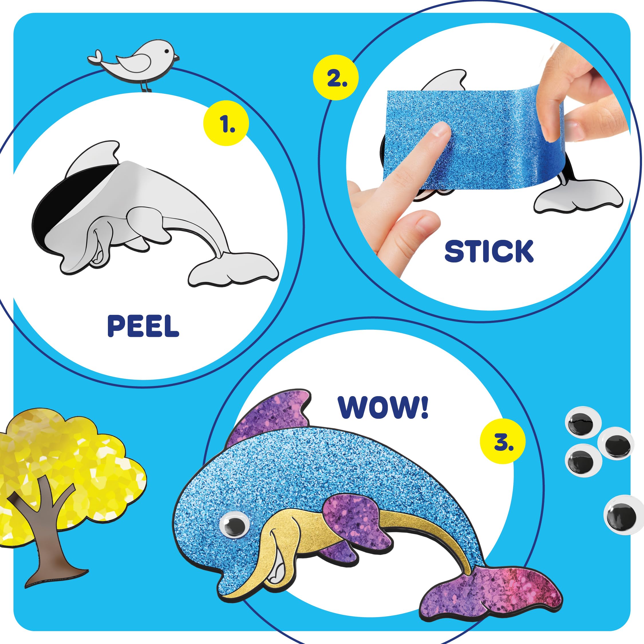 Dan&Darci foil art kit foam stickers included for bright animal crafts.