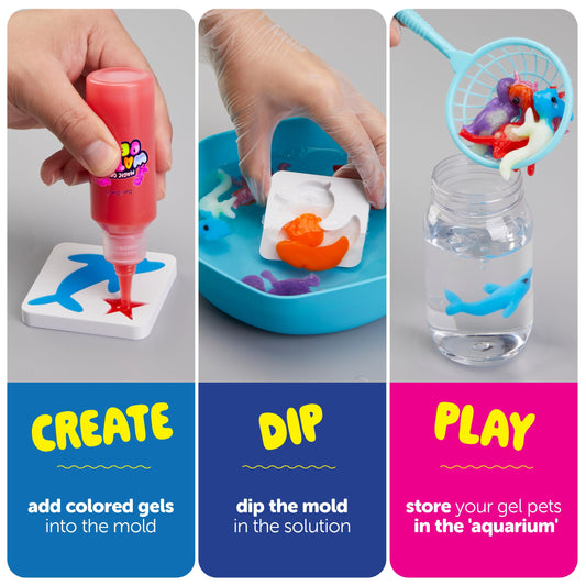 Dan & Darci Aqua Fairy kit gel dipping and molding setup for kids