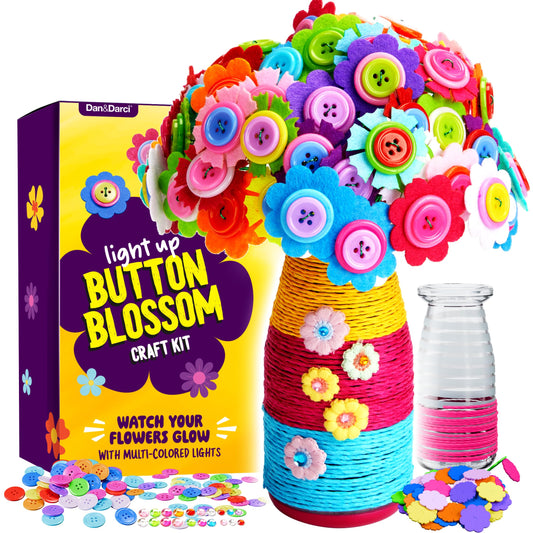Dan&Darci light up button flower vase glowing centerpiece for kids