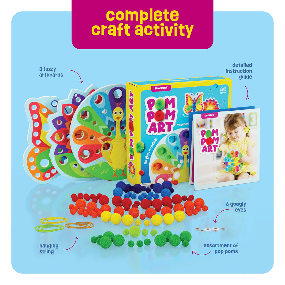 Dan & Darci Pom Pom Art display-ready crafts for proud little artists.