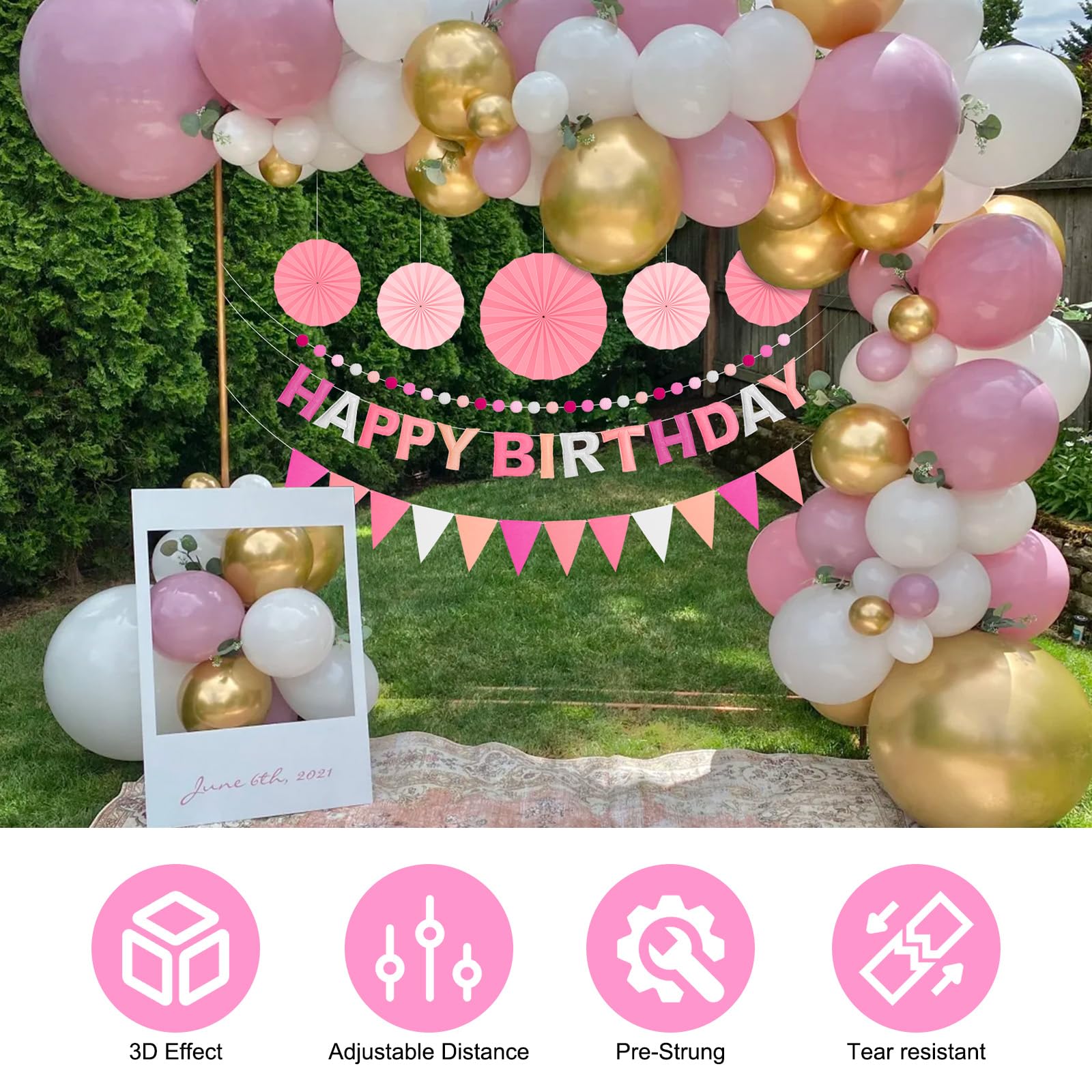 Danadia birthday party photo backdrop ready banner enhances memories with color.