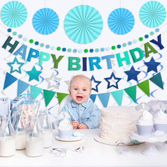 Danadia blue pom poms add soft texture and festive color to any party setup.