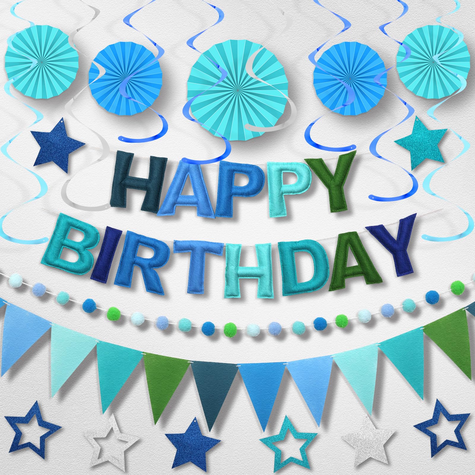 Danadia birthday banner blue 3D decor ideal as a vivid photo backdrop.