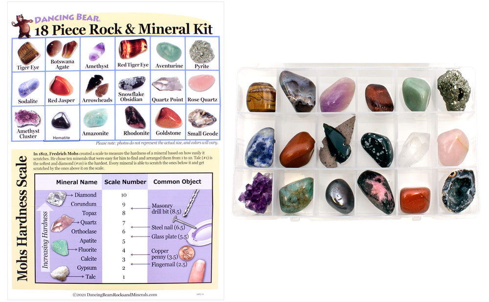 Dancing Bear educational rock kit supports hands-on geology learning.