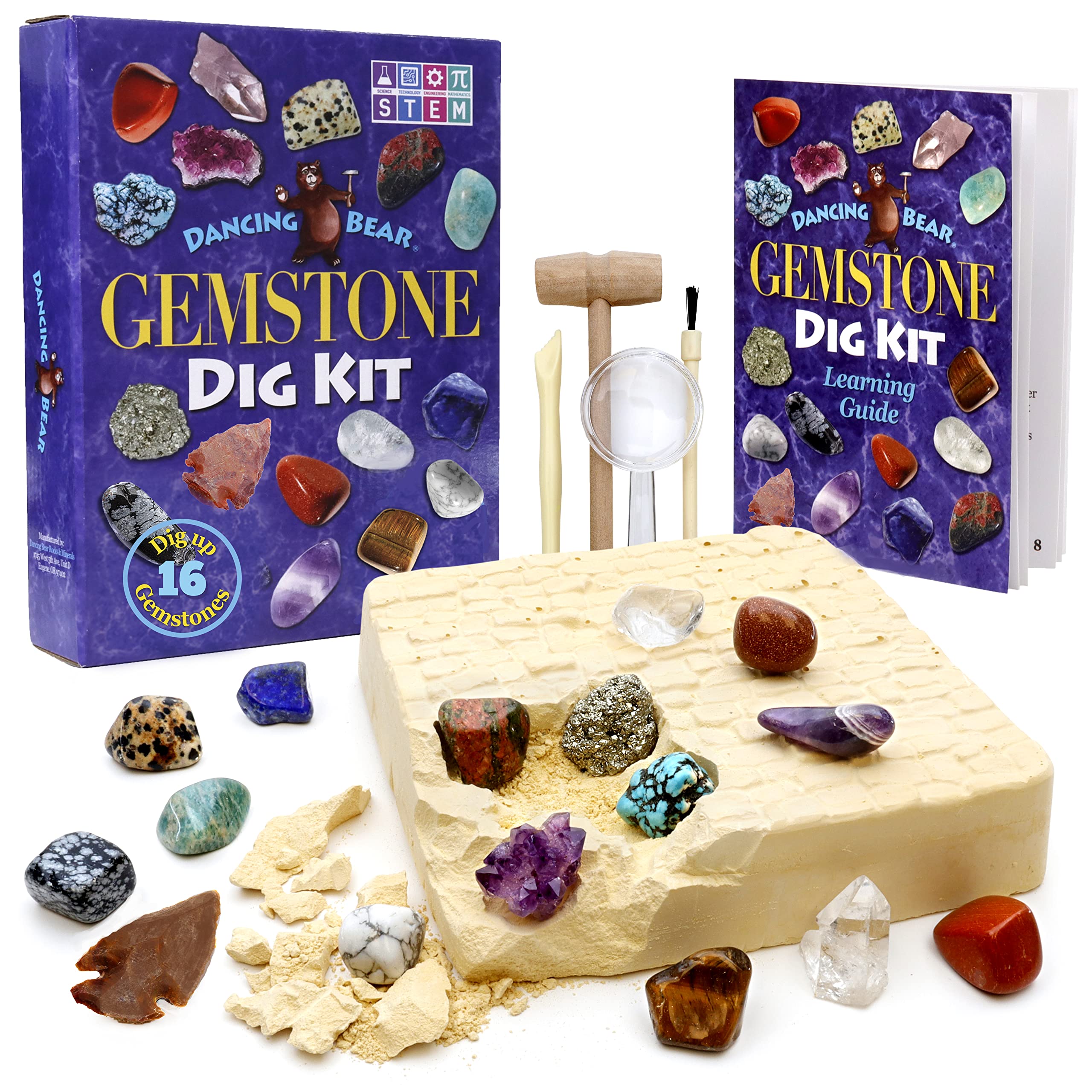 DANCING BEAR gemstone dig brick offers hands-on treasure discovery for kids.